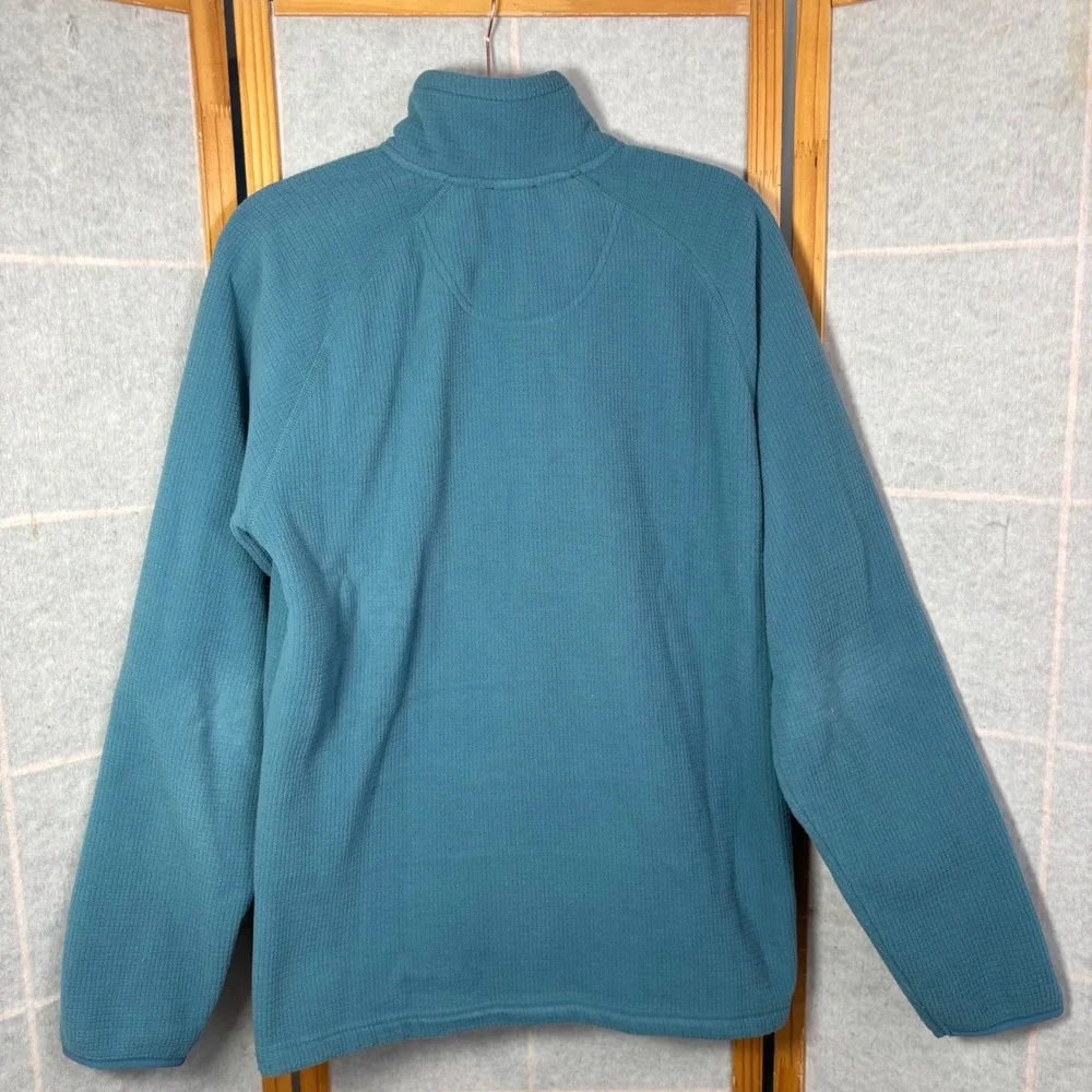 The North Face Pullover‎ Medium Teal Blue Waffle Knit Grid Fleece 1/4 Zip Mens